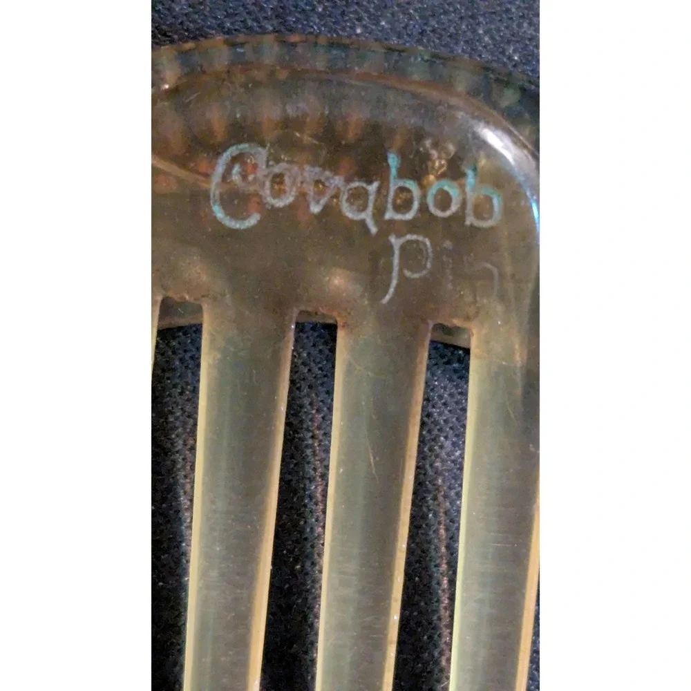 Covabob‎ Decorative Hair Comb Blue Rhinestone Accents Clear Four-Prong vintage